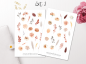 Preview: Beige Blumen Sticker Set